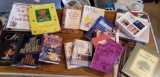 2 shelf lot BOOKS including Unused Journals, Games play, Stars on Ice