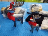 (6) new SILVER reindeer with Bows, 3 large, 3 small