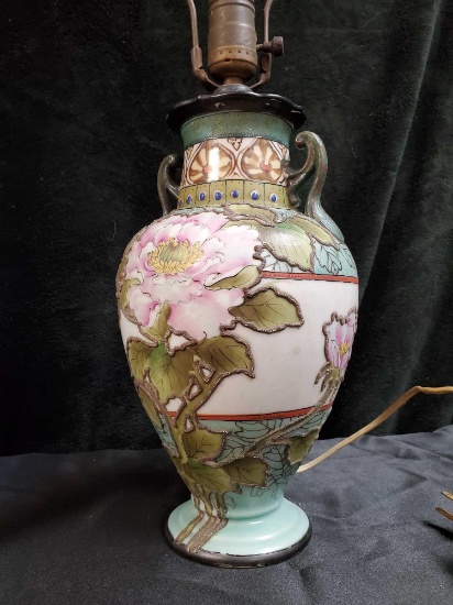 Fabulous Antique, Moriage HANDPAINTED IMPERIAL NIPPON Lamp, Japanese Satsuma(?)