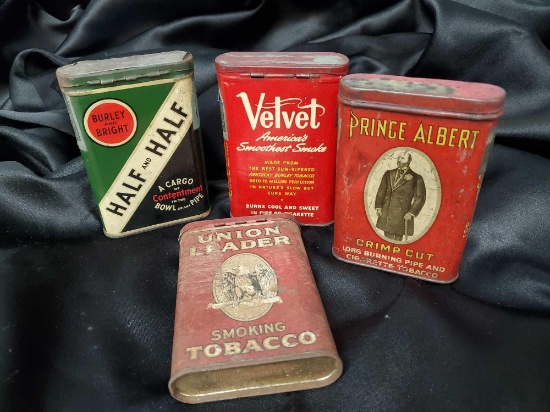 (5) TOBACIANA metal tins including Prince Albert, Union, and more