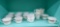 PYREX coffee mugs , white, brown and green patterns