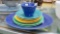 (8) FUN HARLIQUIN DINNERWARE DISHES AND CUP GROUP, VINTAGE COLORFUL!