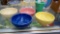 (5) PC FIESTA DINNERWARE BOWLS AND CUP, Yellow, Blue, Pink, Green