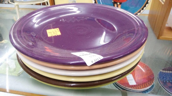 (6) FIESTA DINNERWARE PLATES 10.5" Purple, Chocolate, White, Peach