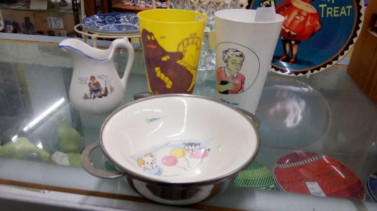 Adorable Childs Bowl and advertising cups