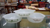 (3) VINTAGE CASSEROLE DISHES/BAKERS, GREEN DAISY, BROWN DAISY