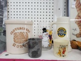 Self grouping including crockery, Stein, vintage Beetleware Annie, Winnie the pooh aluminum