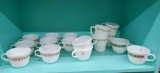 PYREX coffee mugs , white, brown and green patterns