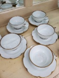 (5) early 1900s Swedish gold rimmed.porcelain cup and saucer sets
