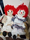 Large Raggedy Ann and Andy dolls with outfits