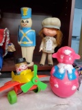 (4) vintage toys including TARCO lamb, and Amloid plane