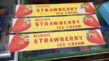 (3) VINTAGE DELICIOUS STRAWBERRY ICE CREAM BUMPER STICKERS / ADS