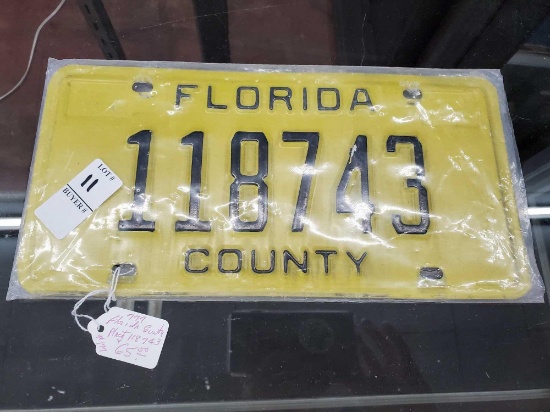 Florida county license plate