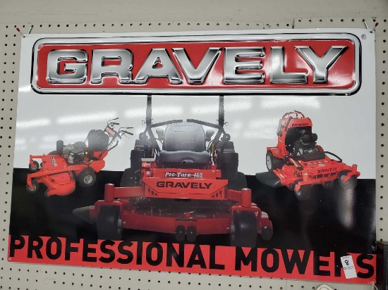 3' x 2' Gravely professional mowers metal advertising sign
