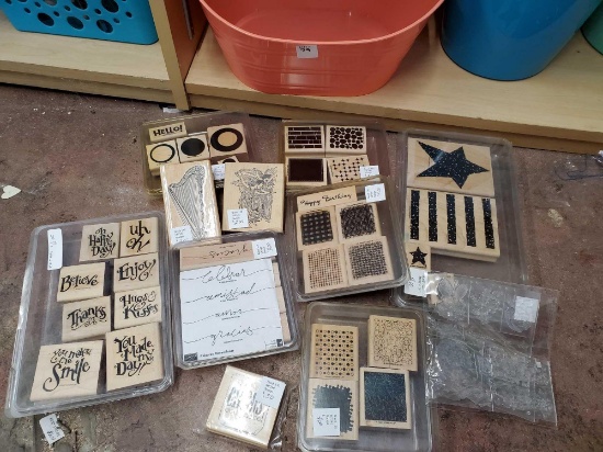 Tub of Rubber stamps, mostly new