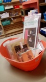 Cute PINK Double Handled Basket of Stamps
