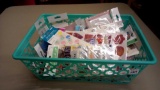 CRAFT BASKET WITH CUTE CUTOUTS FOR SCRAPBOOKING, ADORABLE STAMPS,