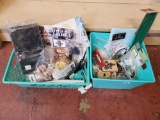 2 Bins - Paper bags, rub-ons, Colorbox stylus, rubber stamps,