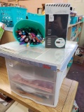 3-drawer storage tray with scrapbook contents and NEW Marvy pens, pkg'd album