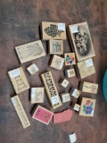 BIN COLLECTION OF new and used RUBBER STAMPS,