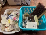 BIN OF CRAFTING BEADS-BUTTONS-TRIM-RIBBON