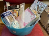 BIN OF CRAFT SUPPLIES - STAMPS - STENCILS