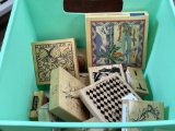 BIN OF CRAFTING STAMPS-FLORALS-BEARS