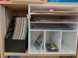 FILE ORGANIZER CUBE with contents including CARD STOCK,CHIP BIARD, STICKERS, TRANSFERS