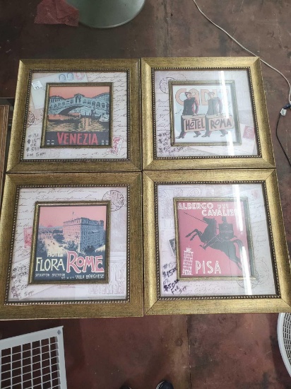 (4) Hotel and Travel themed wall decor