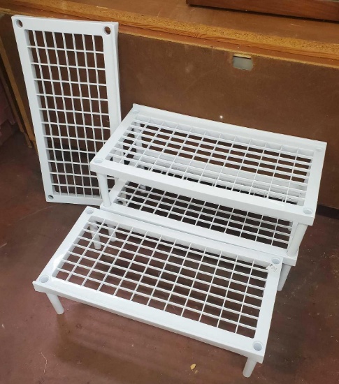 (3) stackable shoe racks with 1