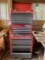 CHECK THIS OUT! FIRE ENGINE RED, STACKED THREE HIGH CRAFTSMAN TOOLBOX ON CASTERS WITH CONTENTS