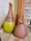 (2) Clay and Wood Decor Vases
