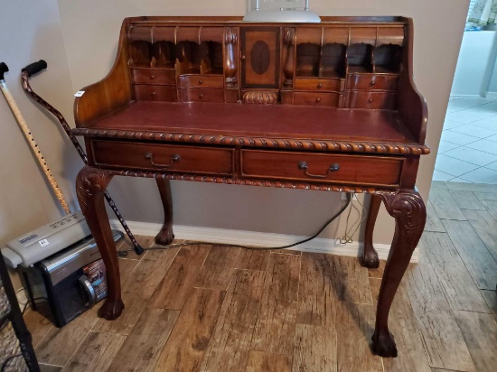 Nice ClawFoot Wood Carved SECRETARY DESK