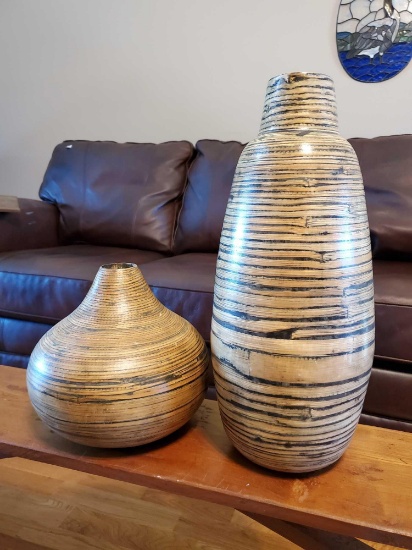 Pair of Spun Bamboo Decor vases