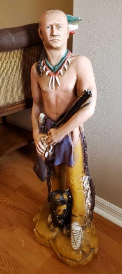 Native American Indian Chalkware Hunter Statue hollow, Mexico