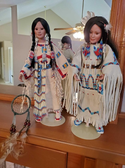 (2) DANBURY MINT NATIVE AMERICAN DOLLS,