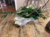LARGE CONCH SHELL PLANTER WITH GREENERY