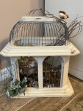 DECORATIVE WOODEN BIRDCAGE WITH BIRDS AND NEST