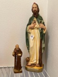 PAIR OF STATUES - OUR LADY OF BANNEUX STATUE - PADRE PIO RESIN STATUE