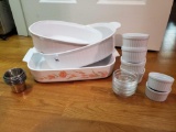 Casseroles and condiments - vintage CORNING WARE and FRENCH WHITE RIBBED