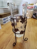 Grapeleaf Hurricane vase with THICK GLASS VASE