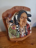 STILL SEALED vintage NATIVE AMERICAN DECANTER WITH CONTENTS