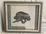 BEAUTIFULLY FRAMED ART - - 3D RAISED MANATEE - MOTHER AND CHILD BY PENNY SIMNETCH