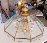NICE MEDIUM SIZED GOLD AND GLASS CHANDELIER
