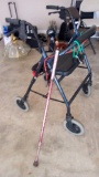 FOLD UP ROLLING CHAIR WITH CANE