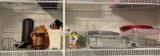 SHELF GROUPING - ALUMINUM BAKING PANS, PLATES AND OTHER GOODIES