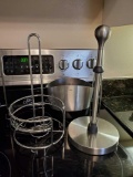 OXO Kitchen Utensil Holder and 2 stainless Paper Towel holders