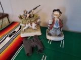 Dresser Collection- MINOLTA binoculars, Hunter and Clown themed Ceramics