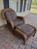 All Weather Wicker Large Chair and Ottoman, strong build seat