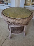 (1 of 4) All Weather Wicker MARBLE TOPPED Side table